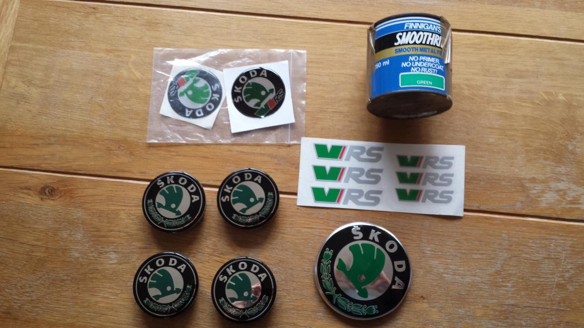 Skoda green caliper paint, Centre caps, caliper decals, rear badge and