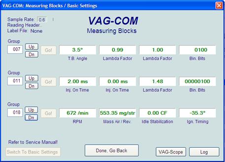 VAG COM values