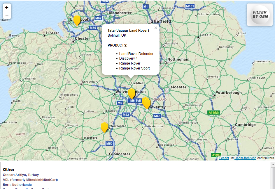 Interactive map showing all European car factories General Automotive