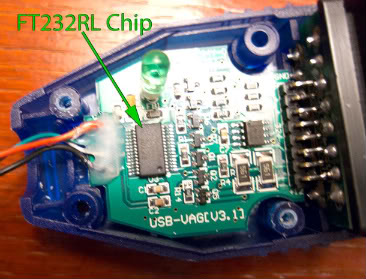VAG-COM interface to ECU for diagnostics