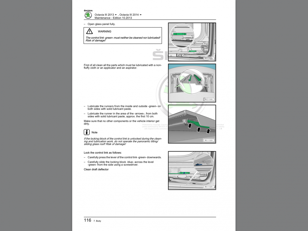 Panoramic Sunroof lubrication needed? Skoda Octavia Mk III (2013