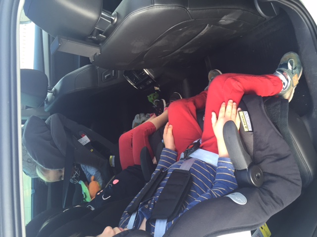 Three child seats in rear of Superb s3 Skoda Superb Mk