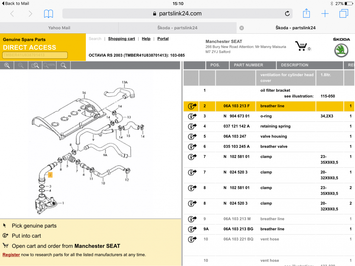 Octavia vRS mk1 parts