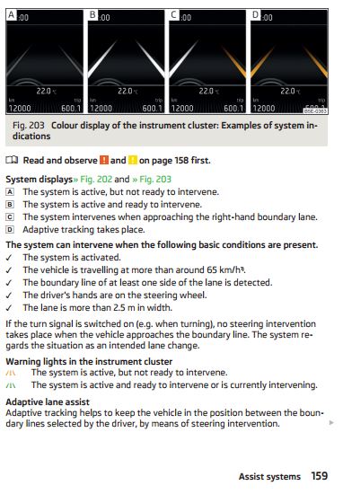 Colours of Lane Assist (Lane Departure Warning) Converging Lines