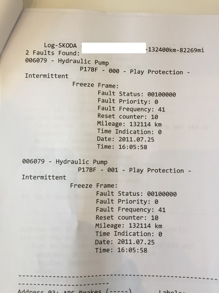 Normal value for DSG V401 pump?
