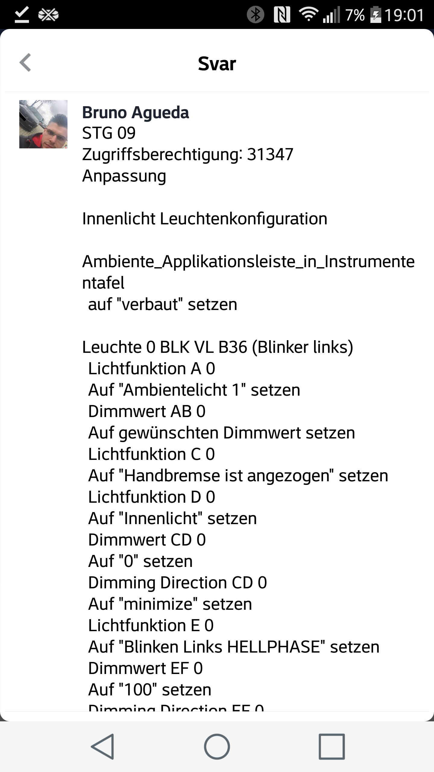 Light setup change with infotainment - vcds