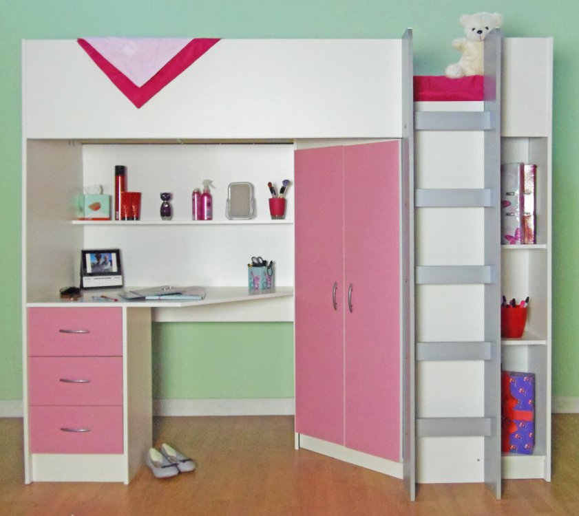 Calder_Cabin_High_Sleeper_Bed_White_Pink_Front.jpg