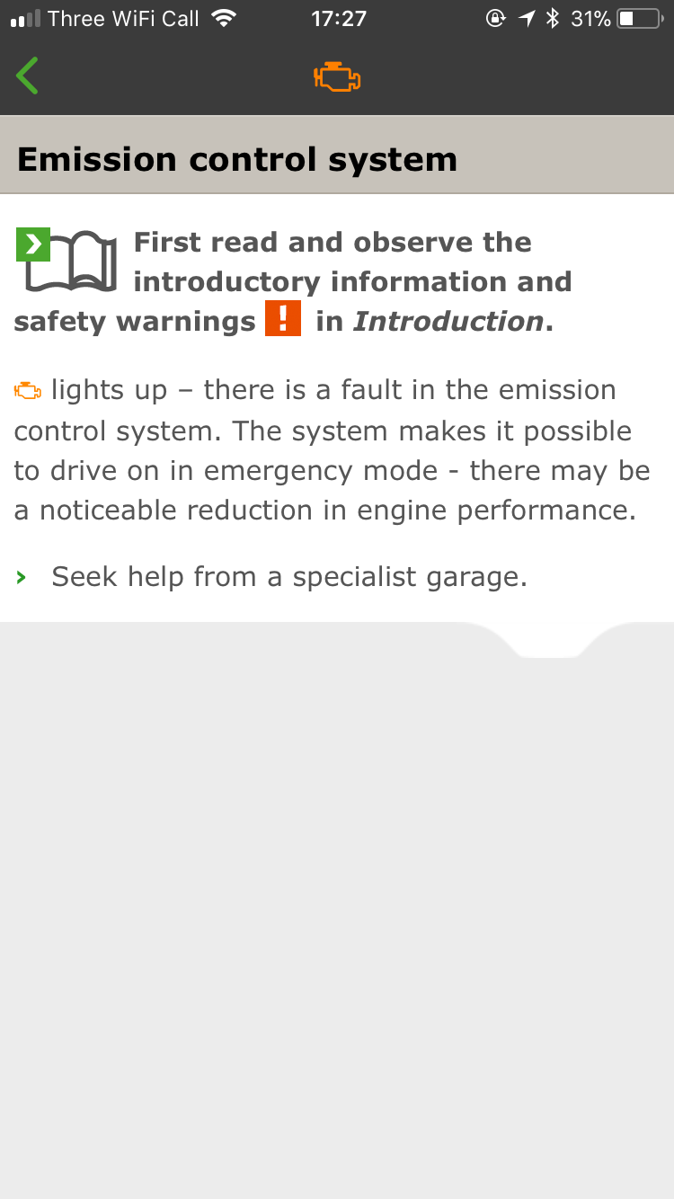 Emission Control System warning light koda Citigo BRISKODA