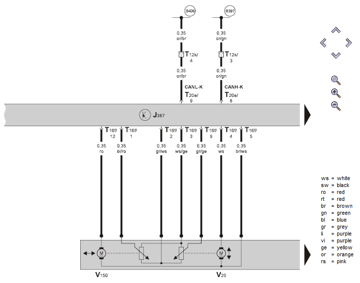 Reverse mirror tilt wiring / pin assignments - Skoda Octavia Mk II