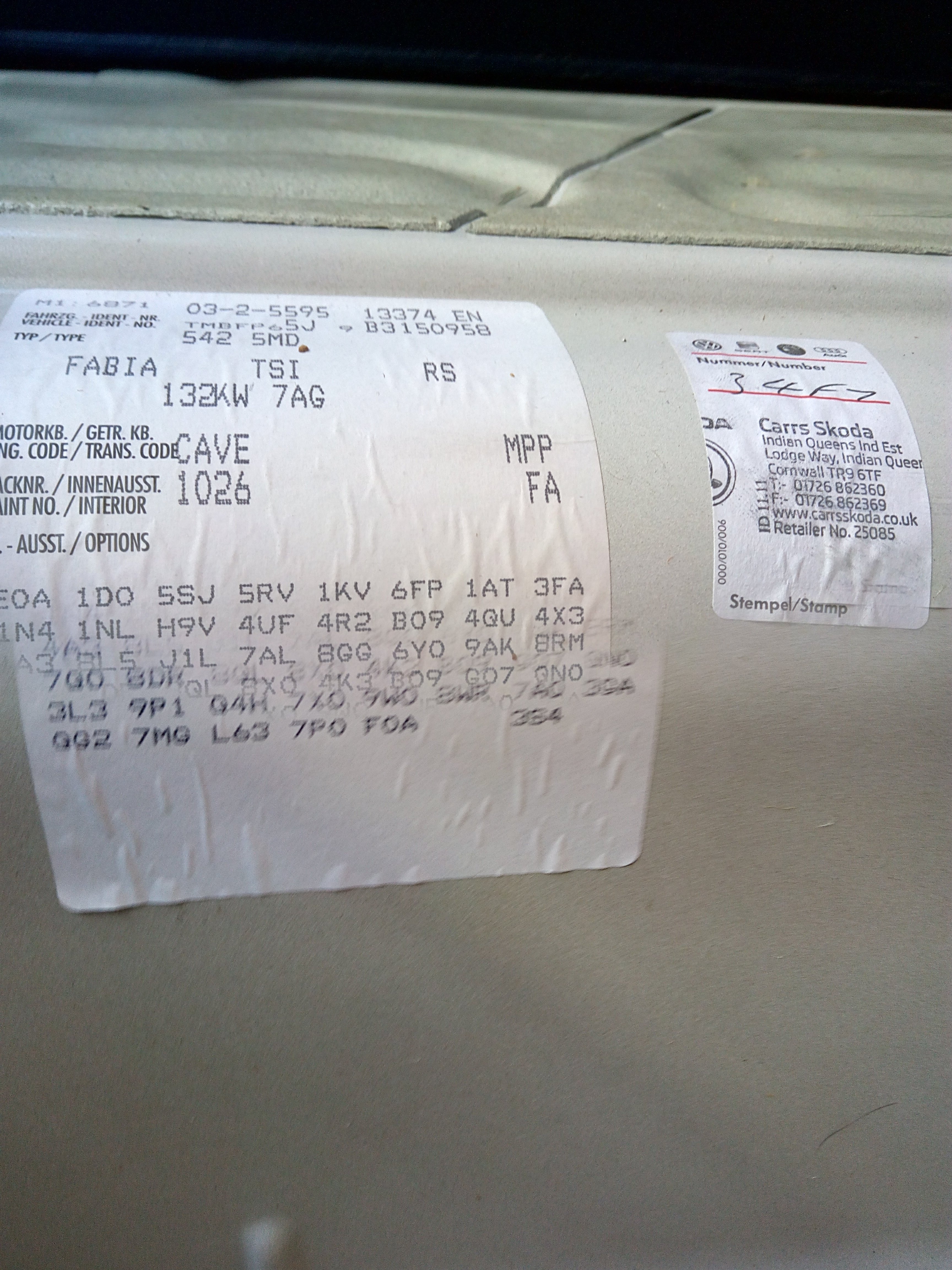 DSG gearbox codes.. Skoda Fabia Mk II (20072014) BRISKODA