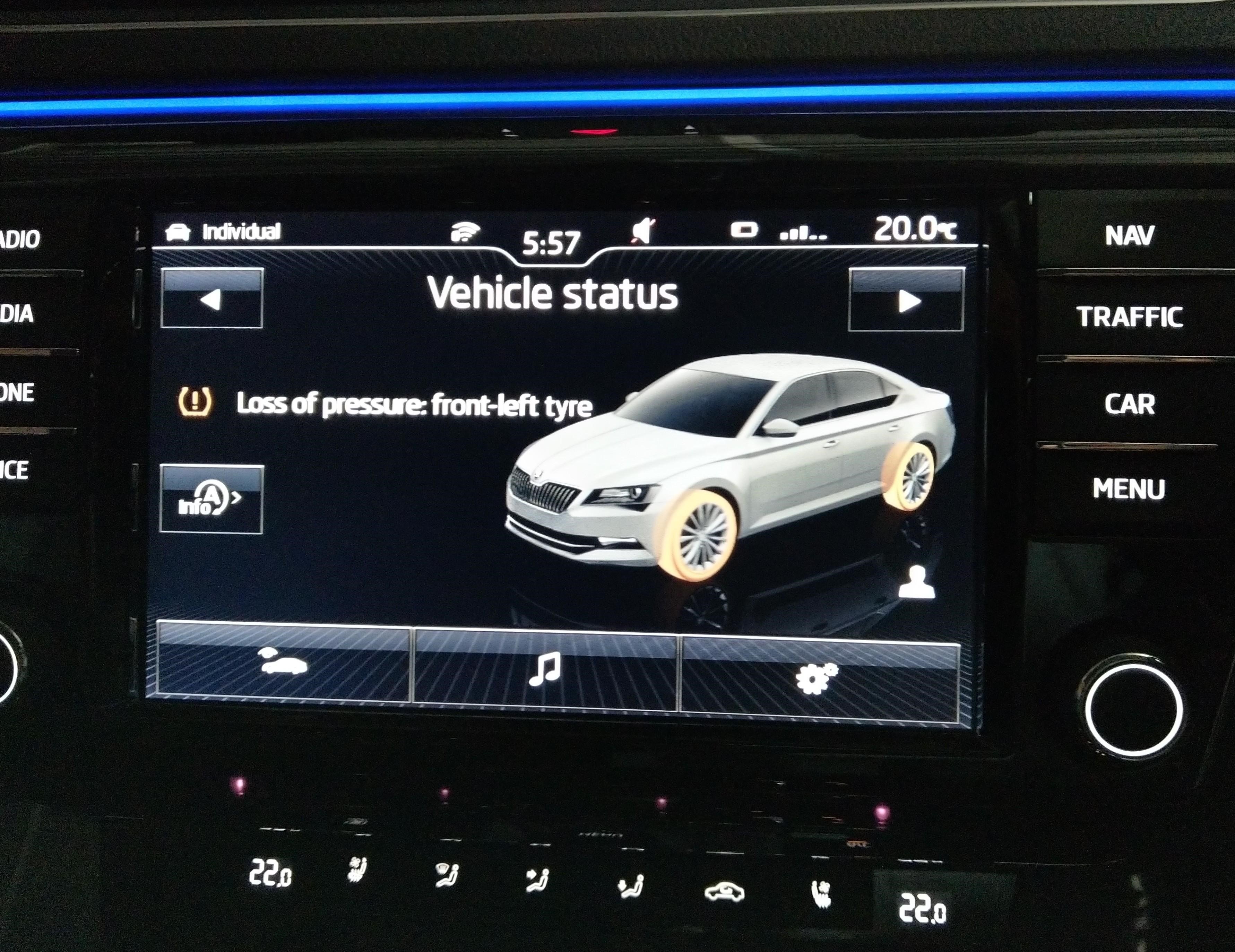 Tyre Pressure Monitoring System Fault Skoda Superb Mk III (2015