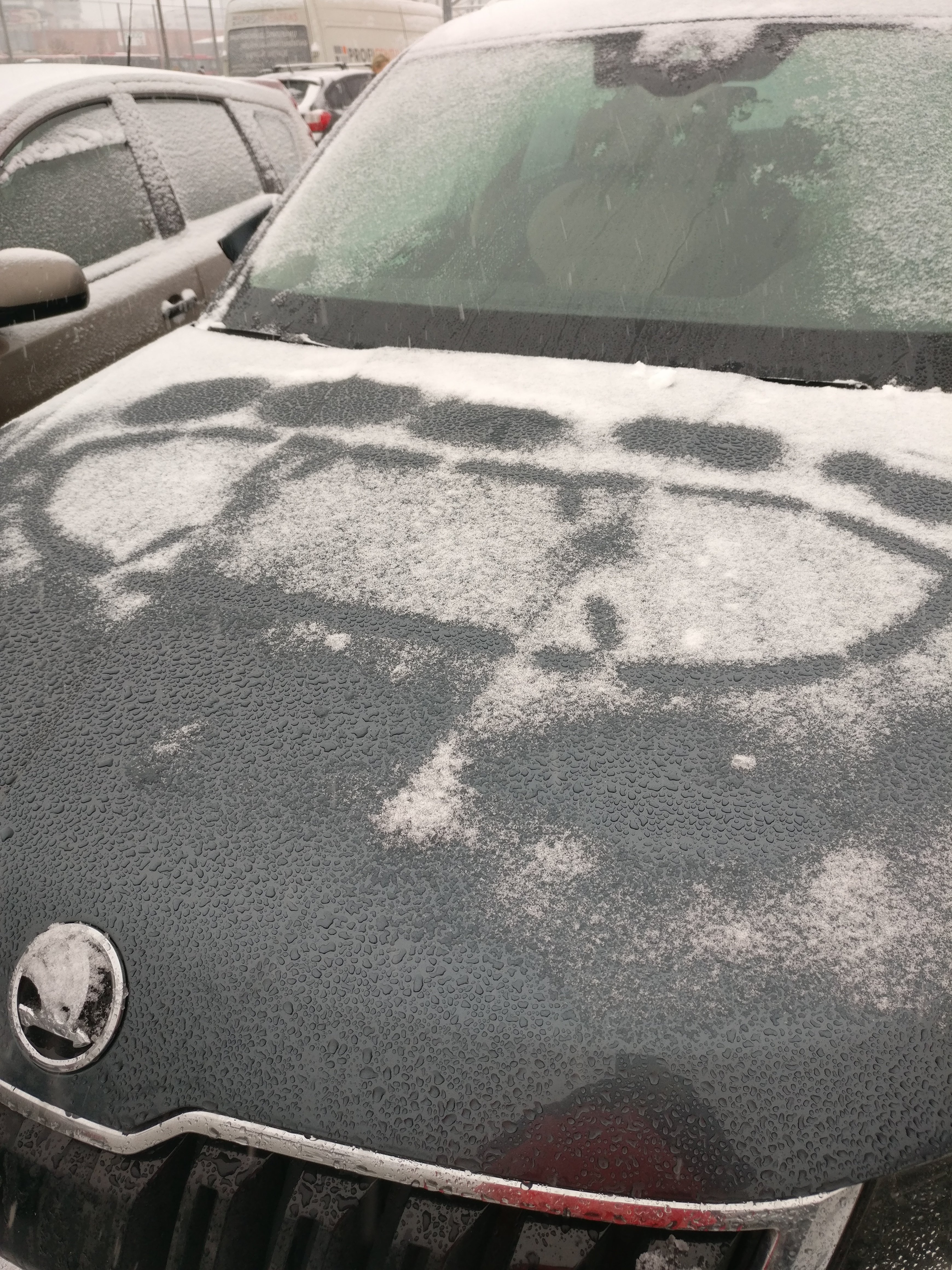 Funny snow defrost mark on hood