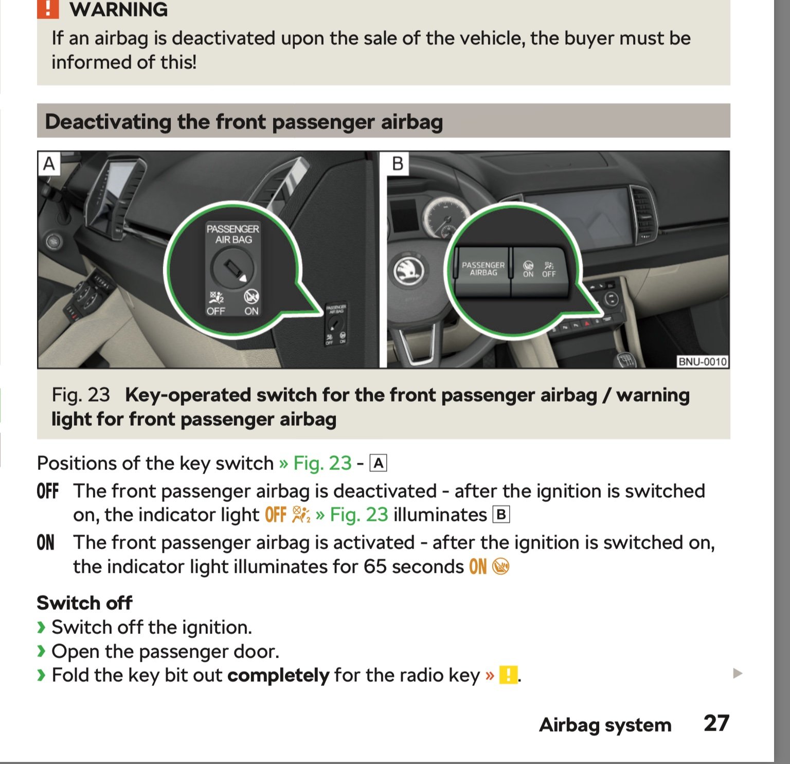Airbag Warning Lights Skoda Karoq BRISKODA