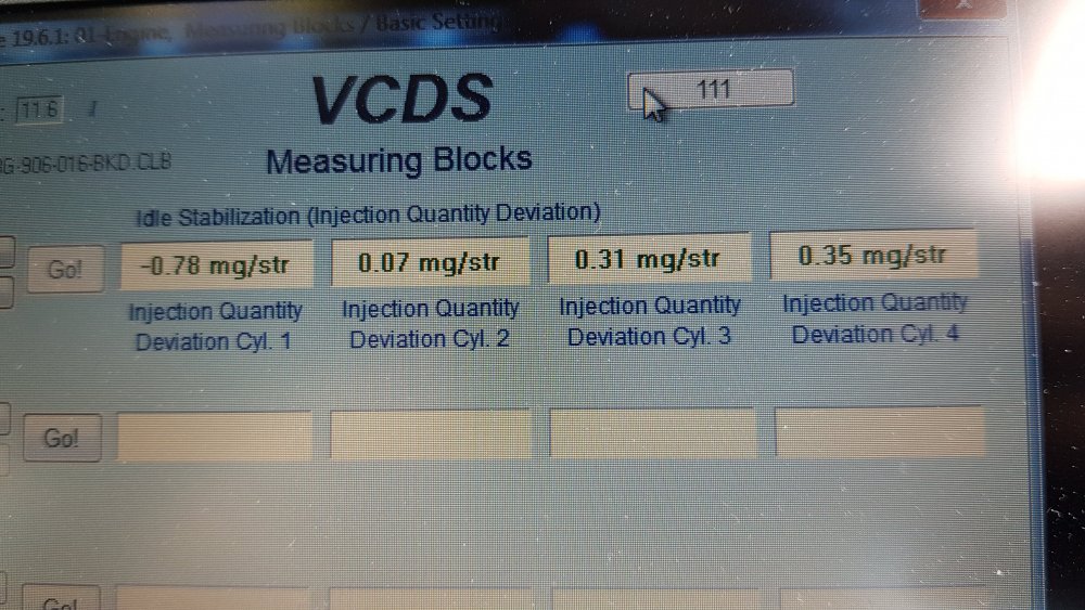 Injection quantity deviation readings Diagnostics & VCDS BRISKODA