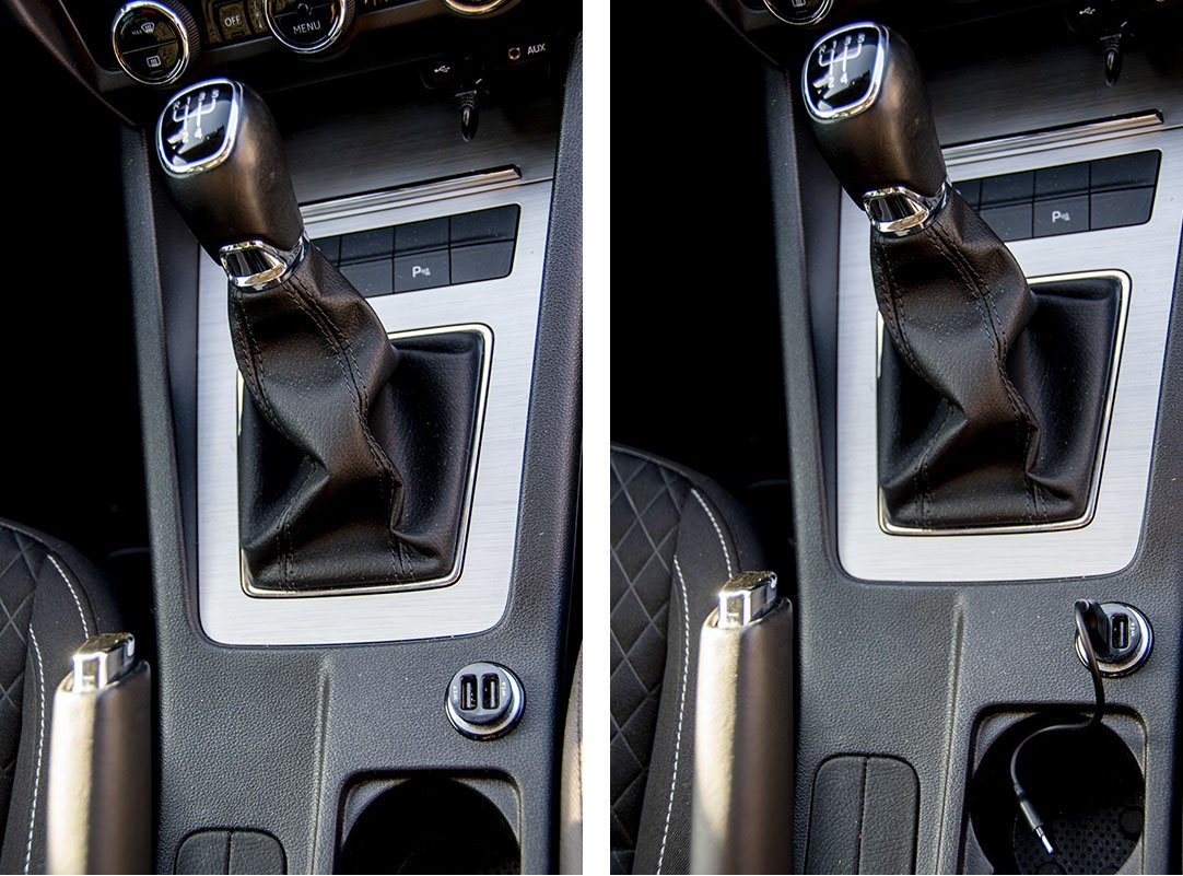 Cigarette Lighter dual USB Fast Adaptor, Flush mount - Skoda Octavia Mk