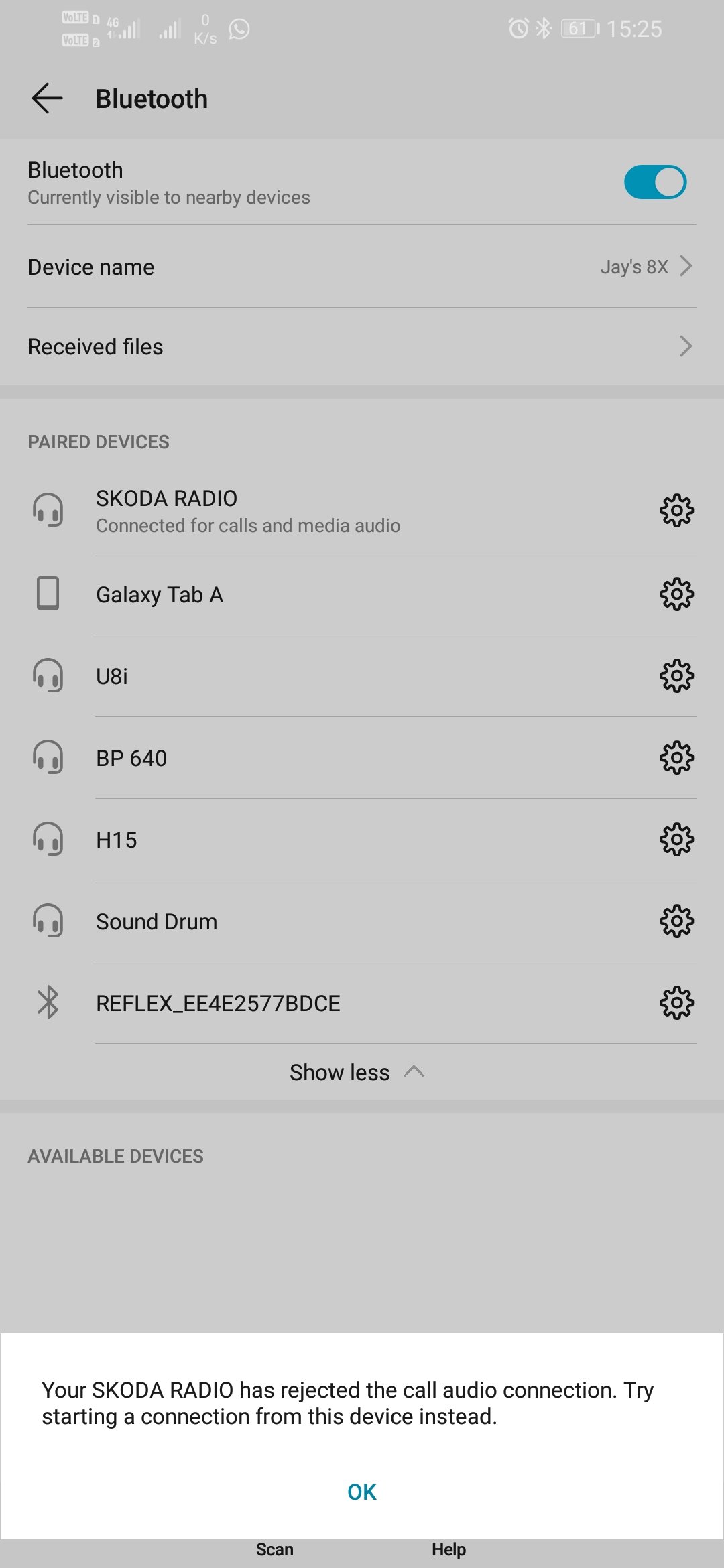 bluetooth audio not working Skoda Rapid Guides BRISKODA