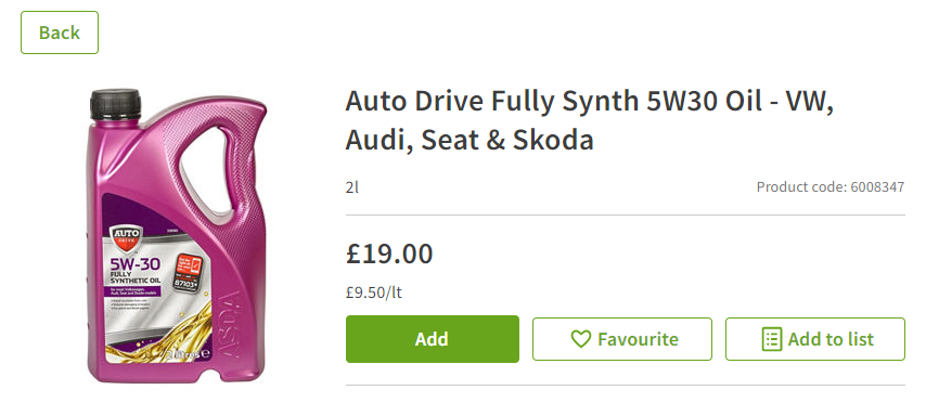 Oil 2.0L tdi vw - General Maintenance - BRISKODA