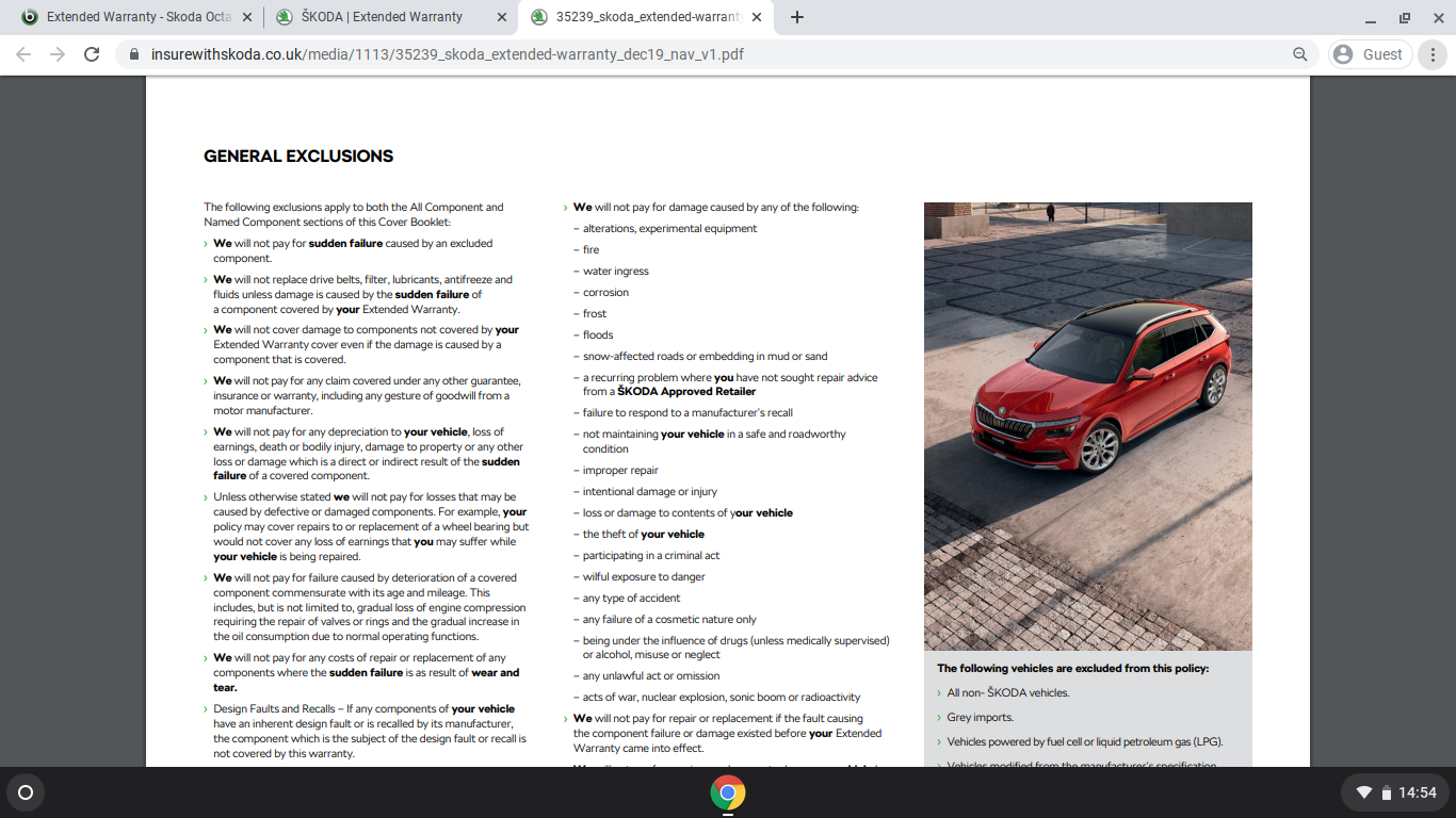 Extended Warranty Skoda Octavia Mk III (2013 2020) BRISKODA