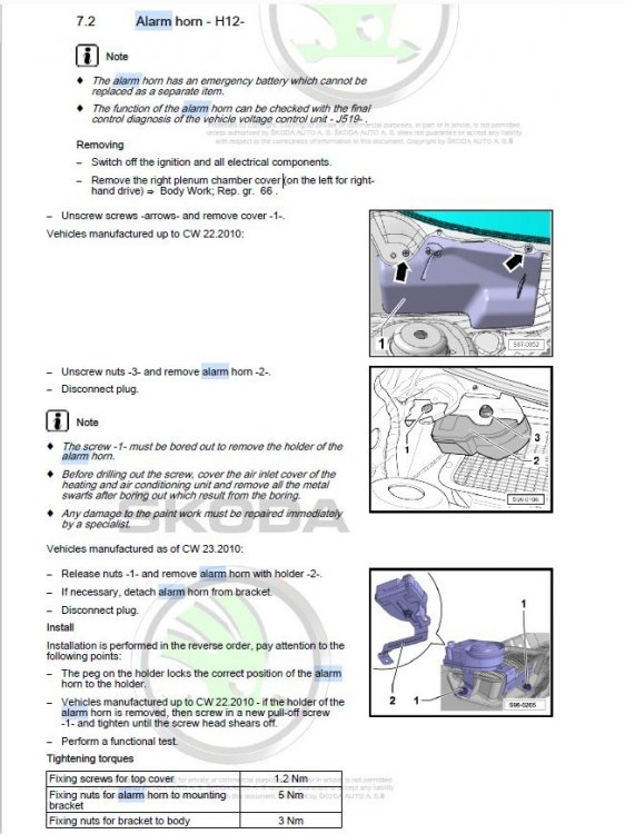 Yeti back up battery and siren where are they found Skoda Yeti BRISKODA