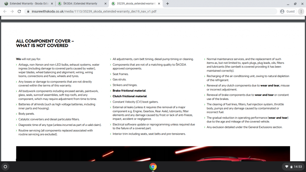 Extended Warranty Skoda Octavia Mk III (2013 2020) BRISKODA