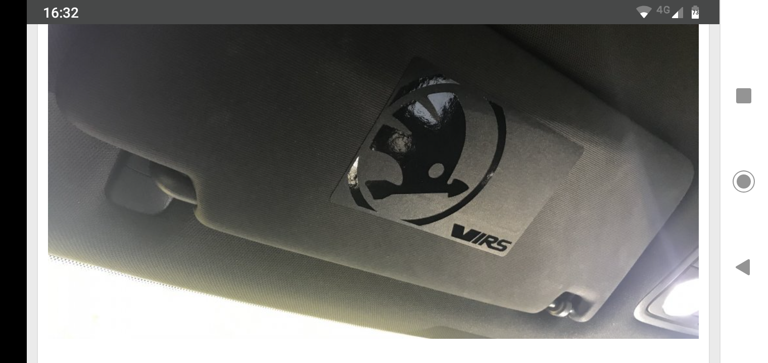 Sticker to cover airbag sticker on sun visor Skoda Octavia Mk III