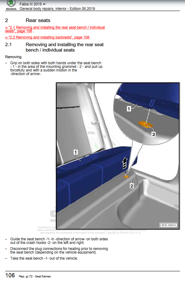 Removing the rear seats from Fabia Monte Carlo