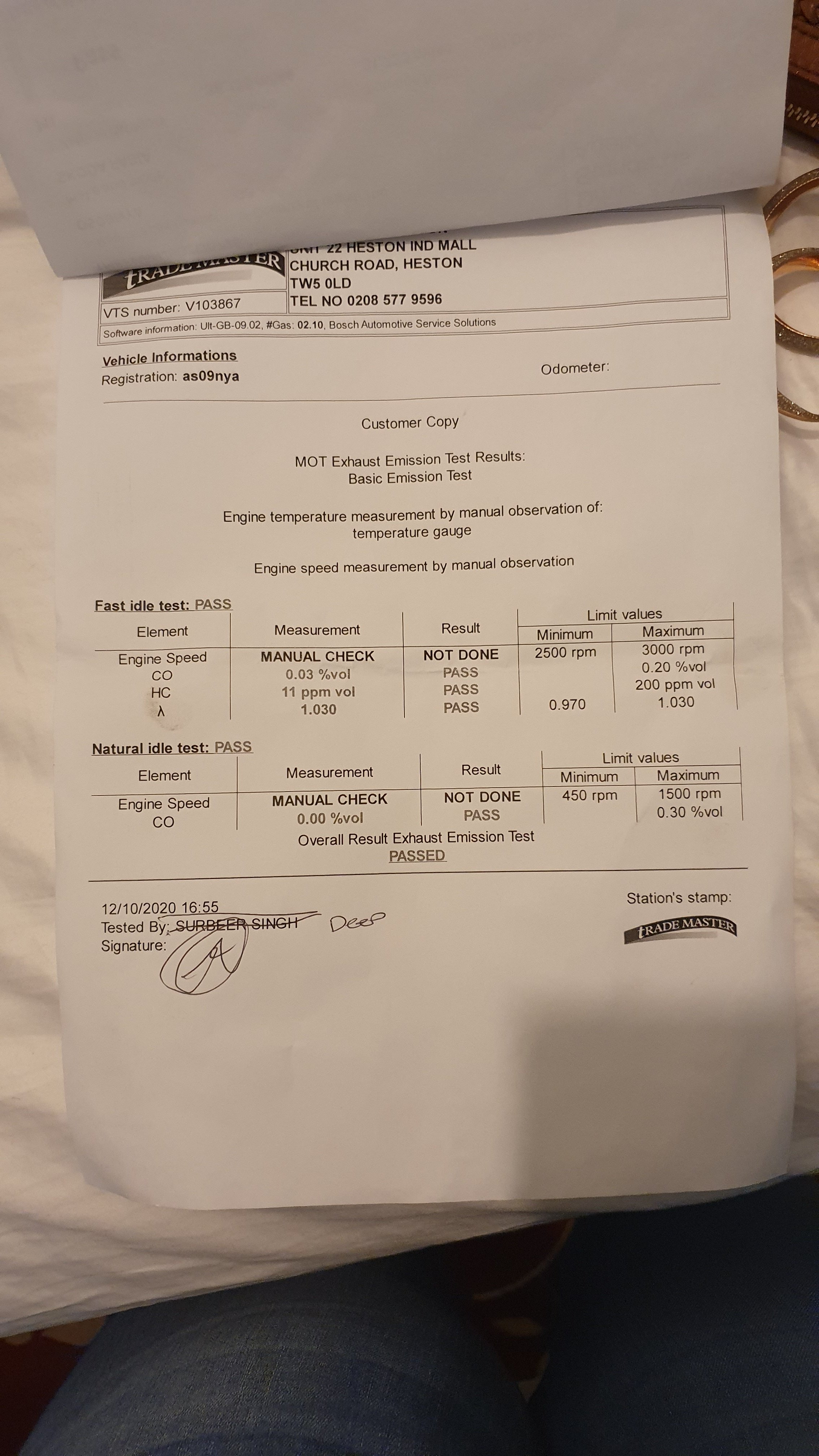 Failed MOT on emissions?