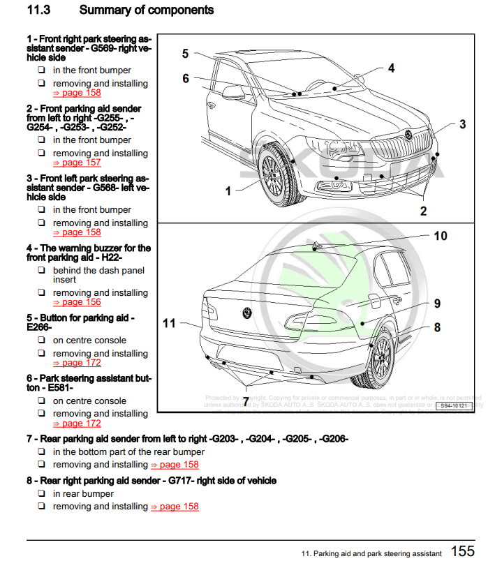 Parking sensors problems & ECM location Skoda Superb Mk II (20082015