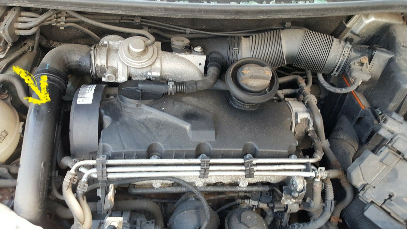 fabia 1.9tdi  engine cover rubbing against hose