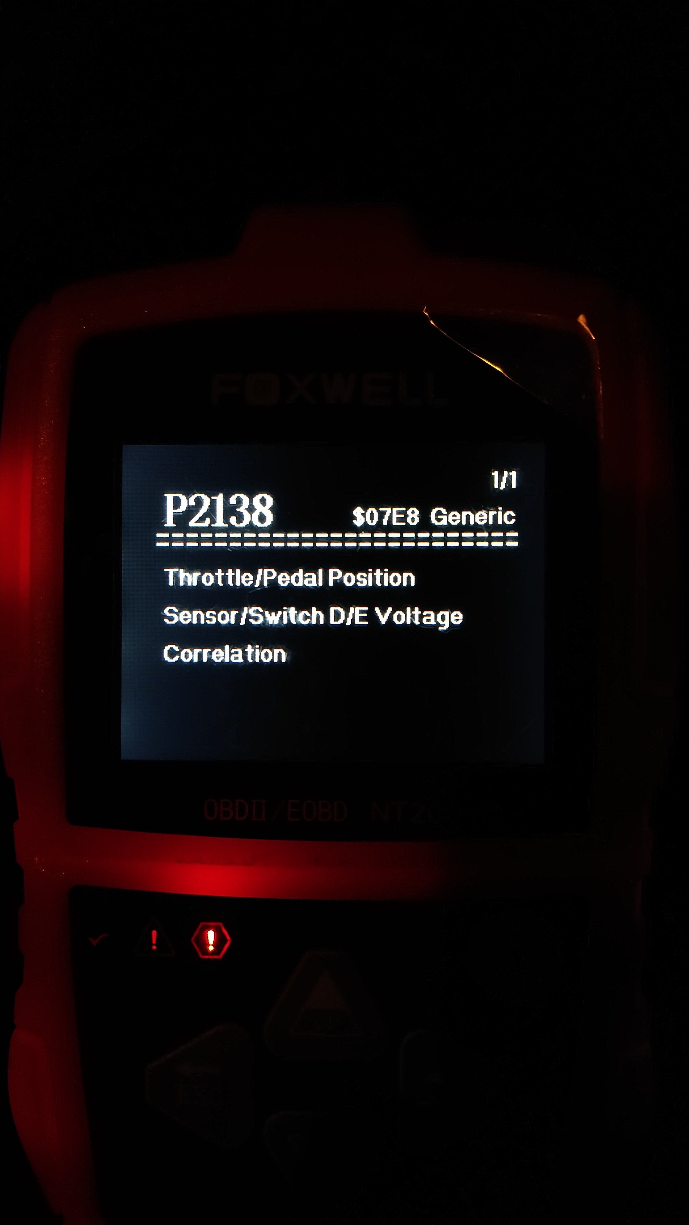 Skoda rapid 1.2 engine fault code P2138 throttle/pedal position