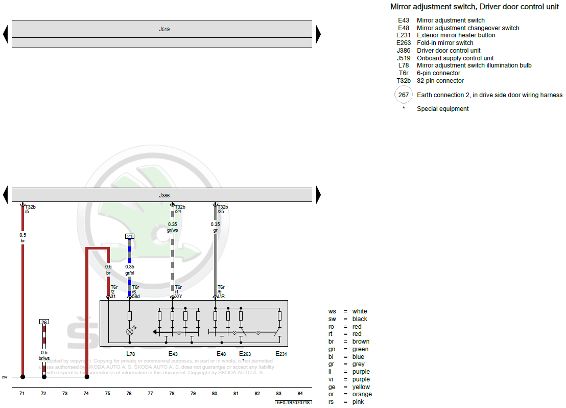 Retrofit Mirror Control Switch E263 Fold-in Mirror Switch