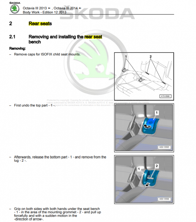 Rear seat squab removal on a combi help required Skoda Octavia Mk III