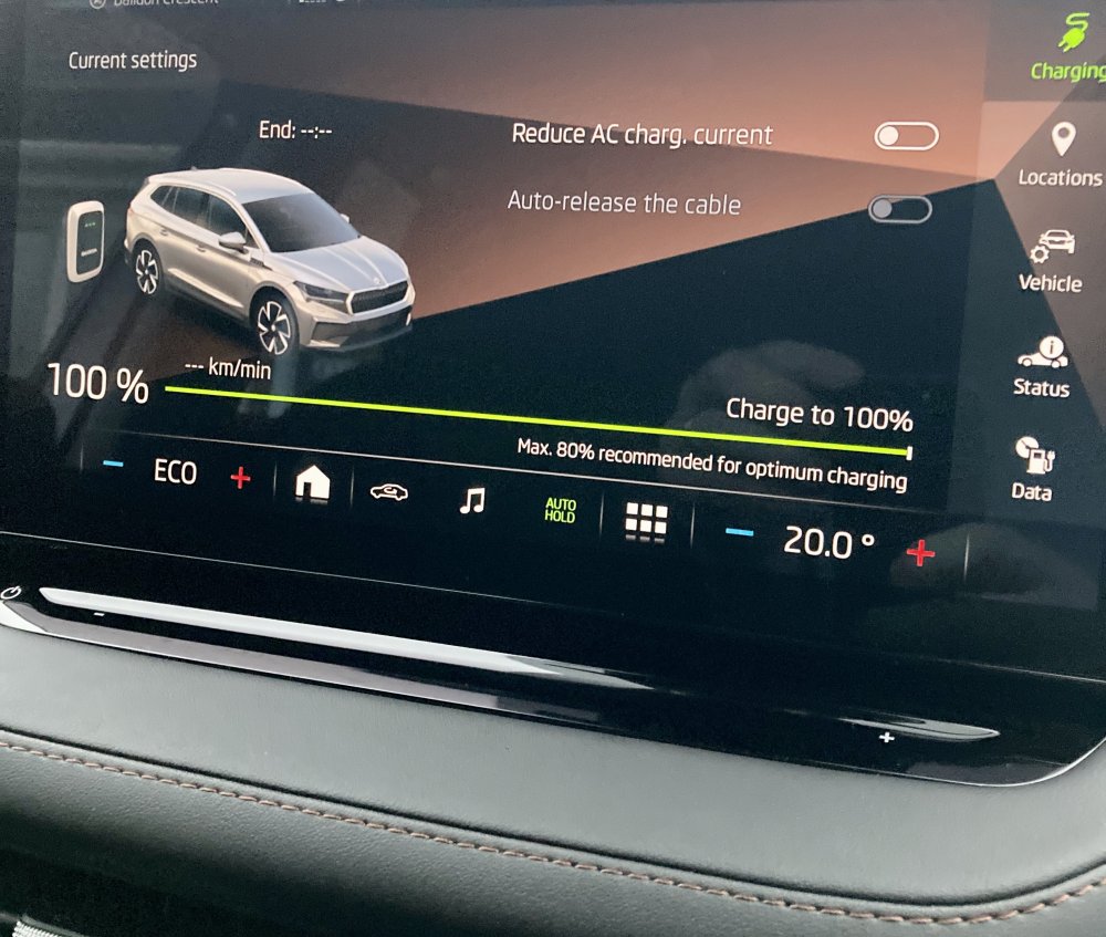 Battery status on infotainment screen - Skoda Enyaq - BRISKODA