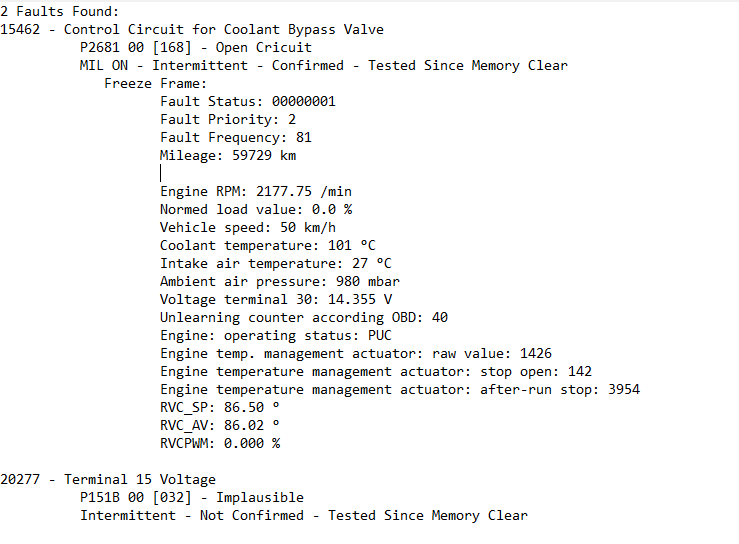 VRS 245 Engine warning light 15462 Control Circuit for Coolant