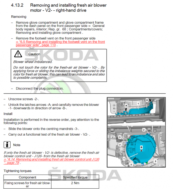 Mk3 RHD Superb heater blower motor removal Skoda Superb Mk III (2015 2023) BRISKODA