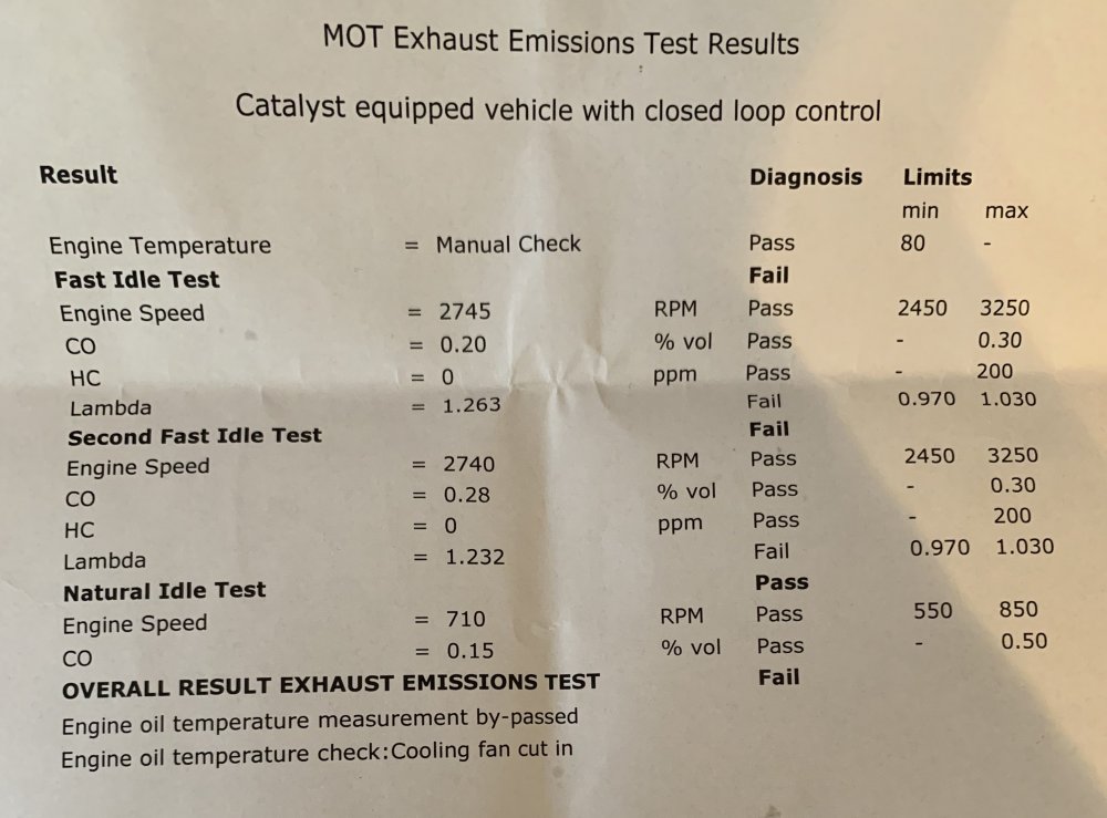 MOT Failure for "lambda reading outside specified limits"? Skoda