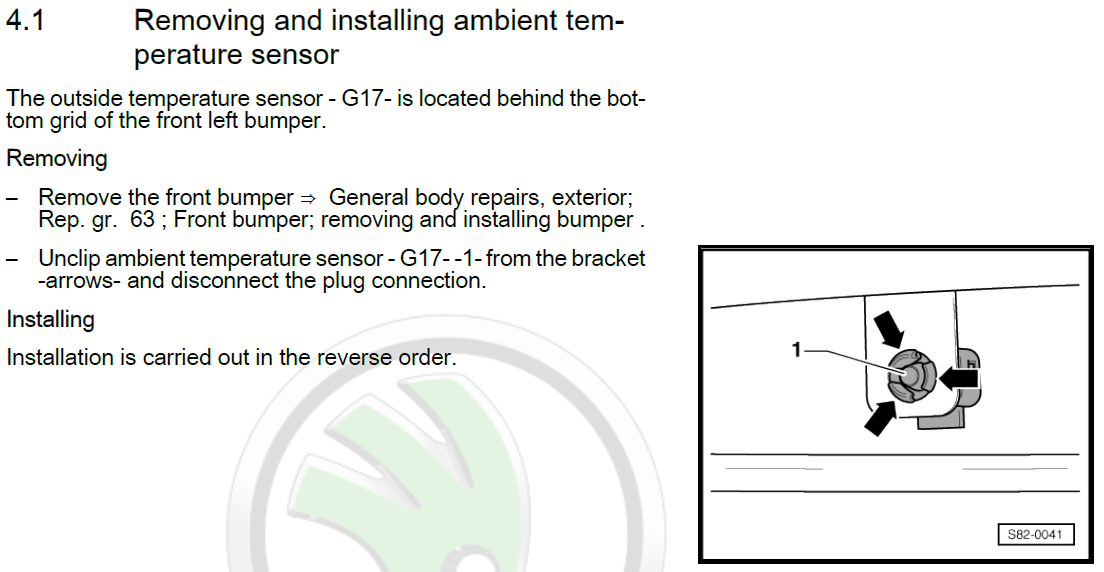 Ambient temp sensor location2017 Octavia hatch Skoda Octavia Mk III
