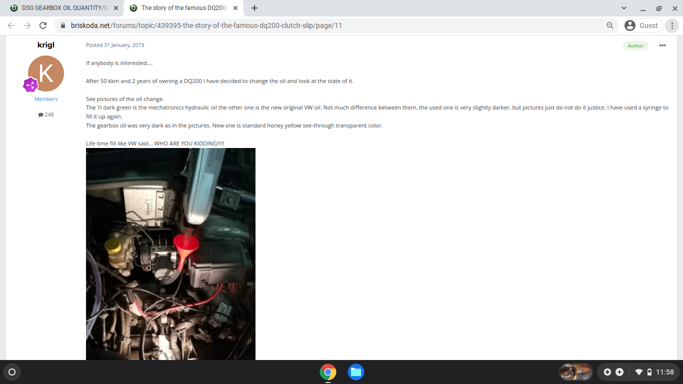 DSG GEARBOX OIL QUANTITY/CAPACITY Skoda Octavia Mk II (2004 2013