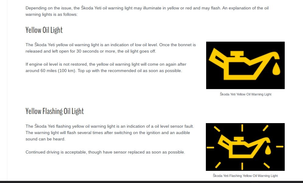 Oil pressure warning light on. Skoda Fabia Mk II (20072014) BRISKODA