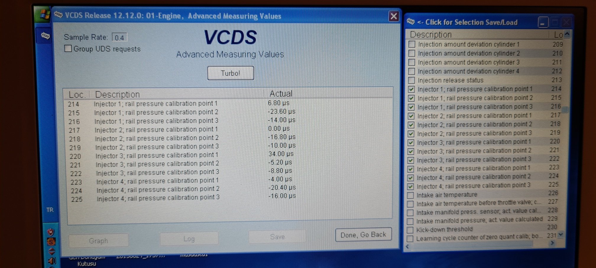 Which parameter need control for diesel injection correctly work and