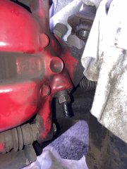 Sheared brake pipe