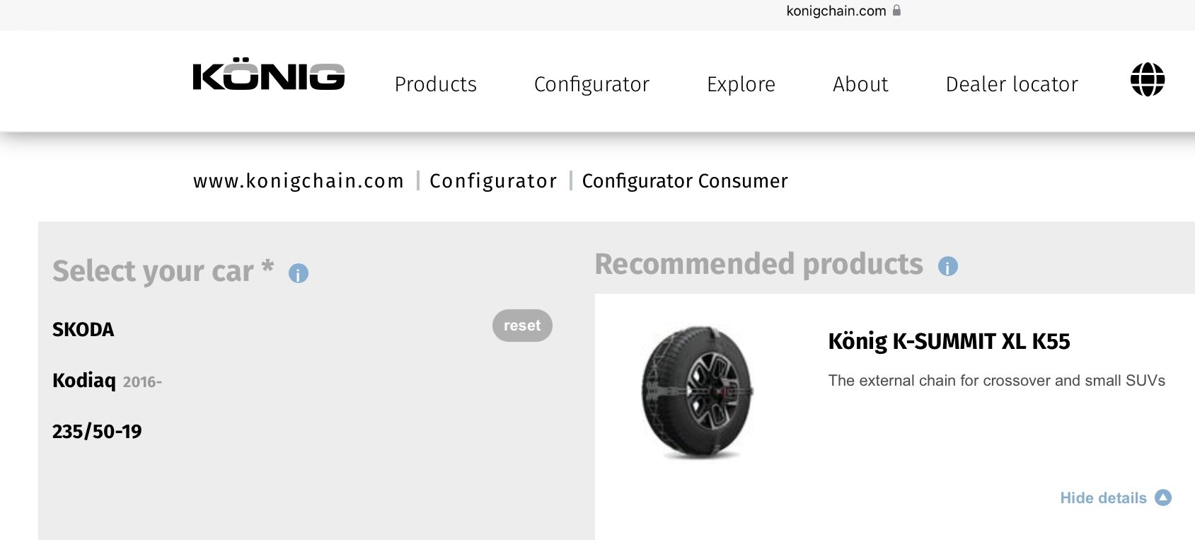 Snow chains Skoda Kodiaq MKI (20172023) BRISKODA