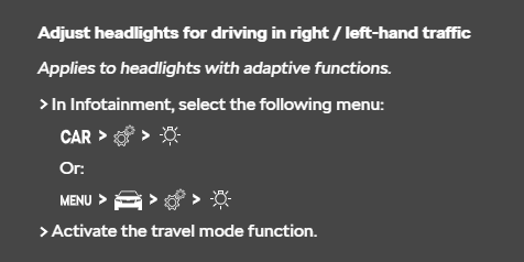 Which models have travel mode? (driving on the right)