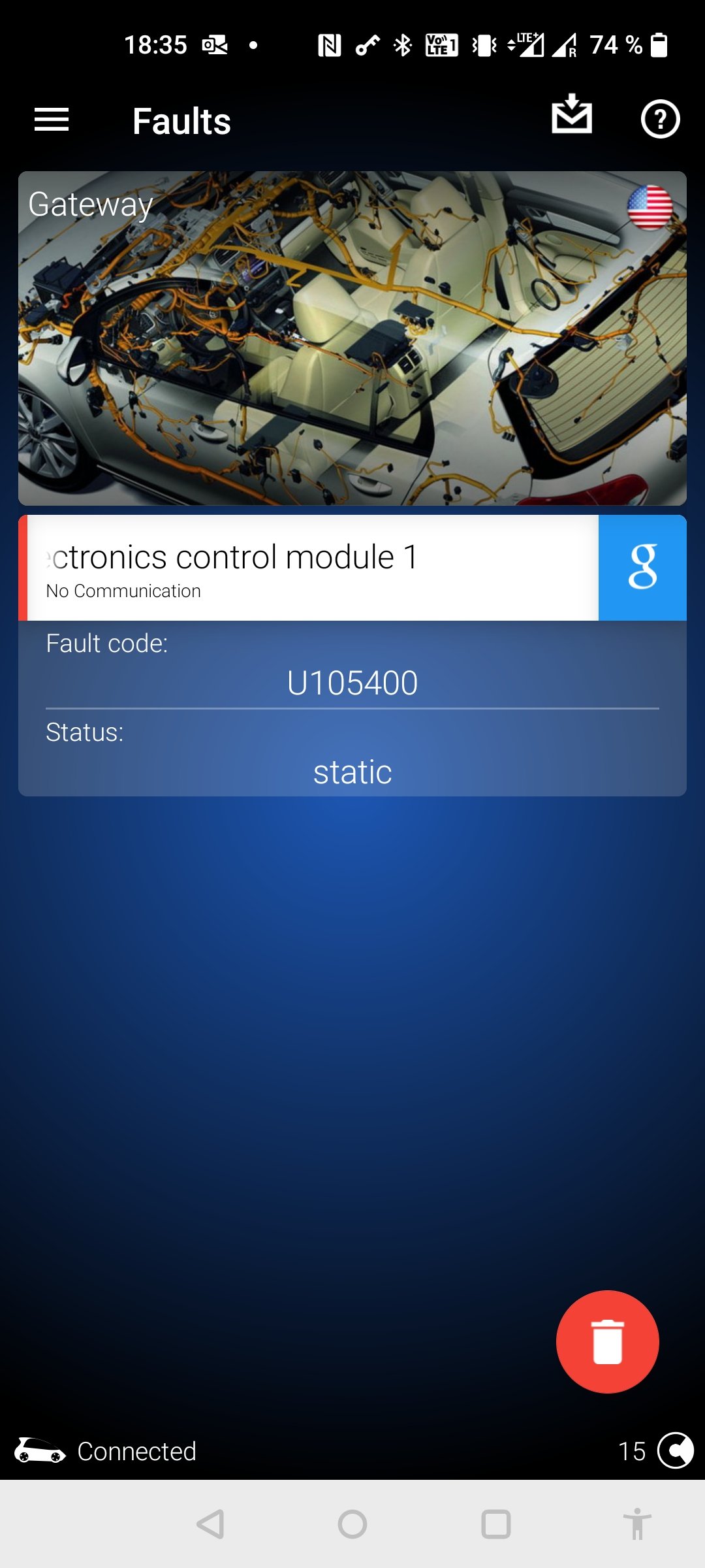 Error U105400 in electronics control module after replacing head unit