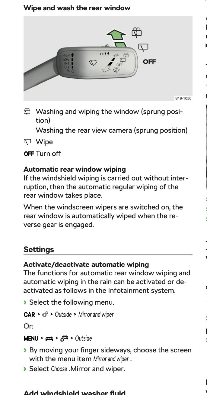 Rear Wiper Will Not Switch Off Skoda Octavia Mk IV (2020 > ) BRISKODA