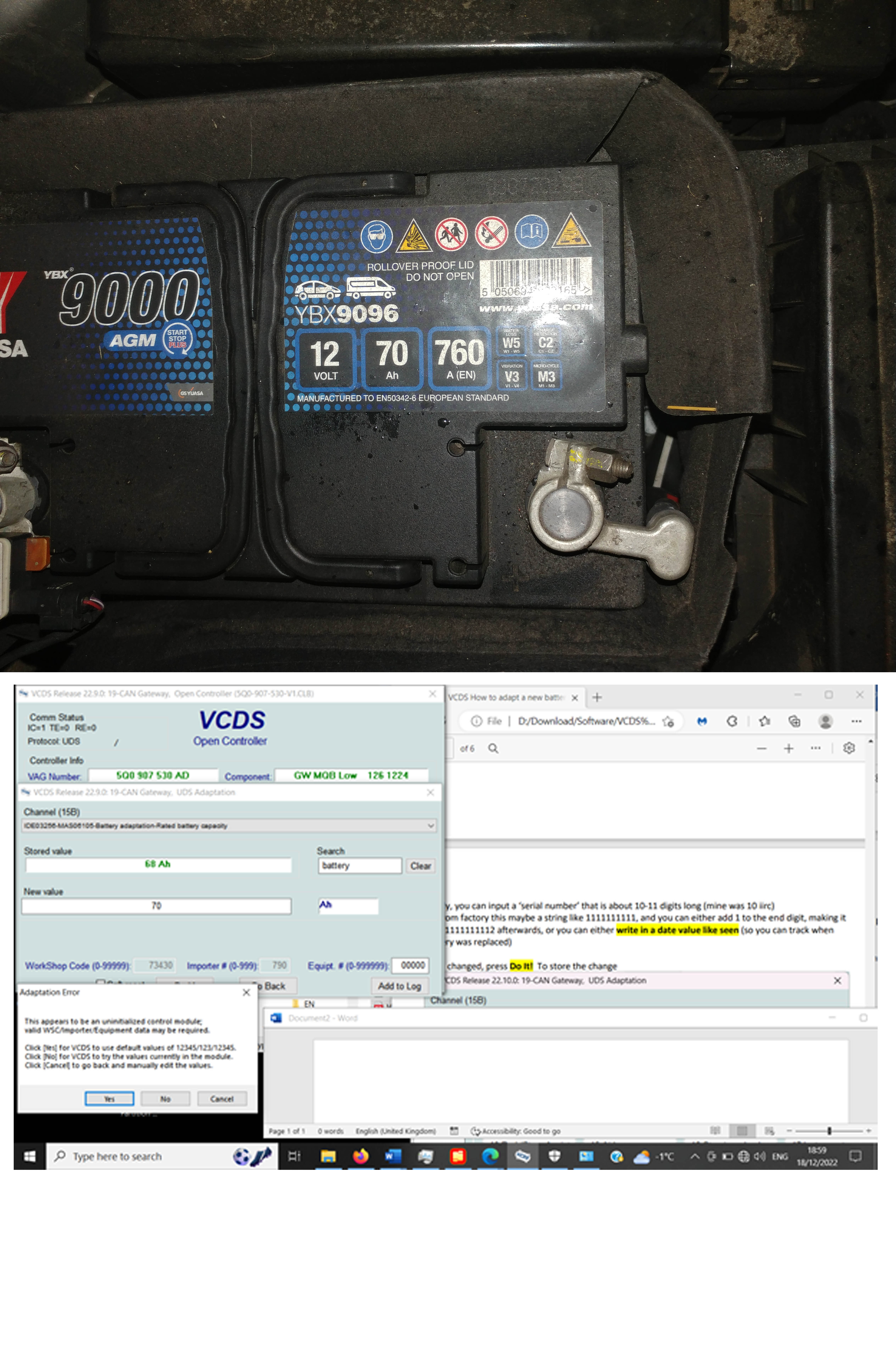 VCDS/ODIS How to adapt a new battery
