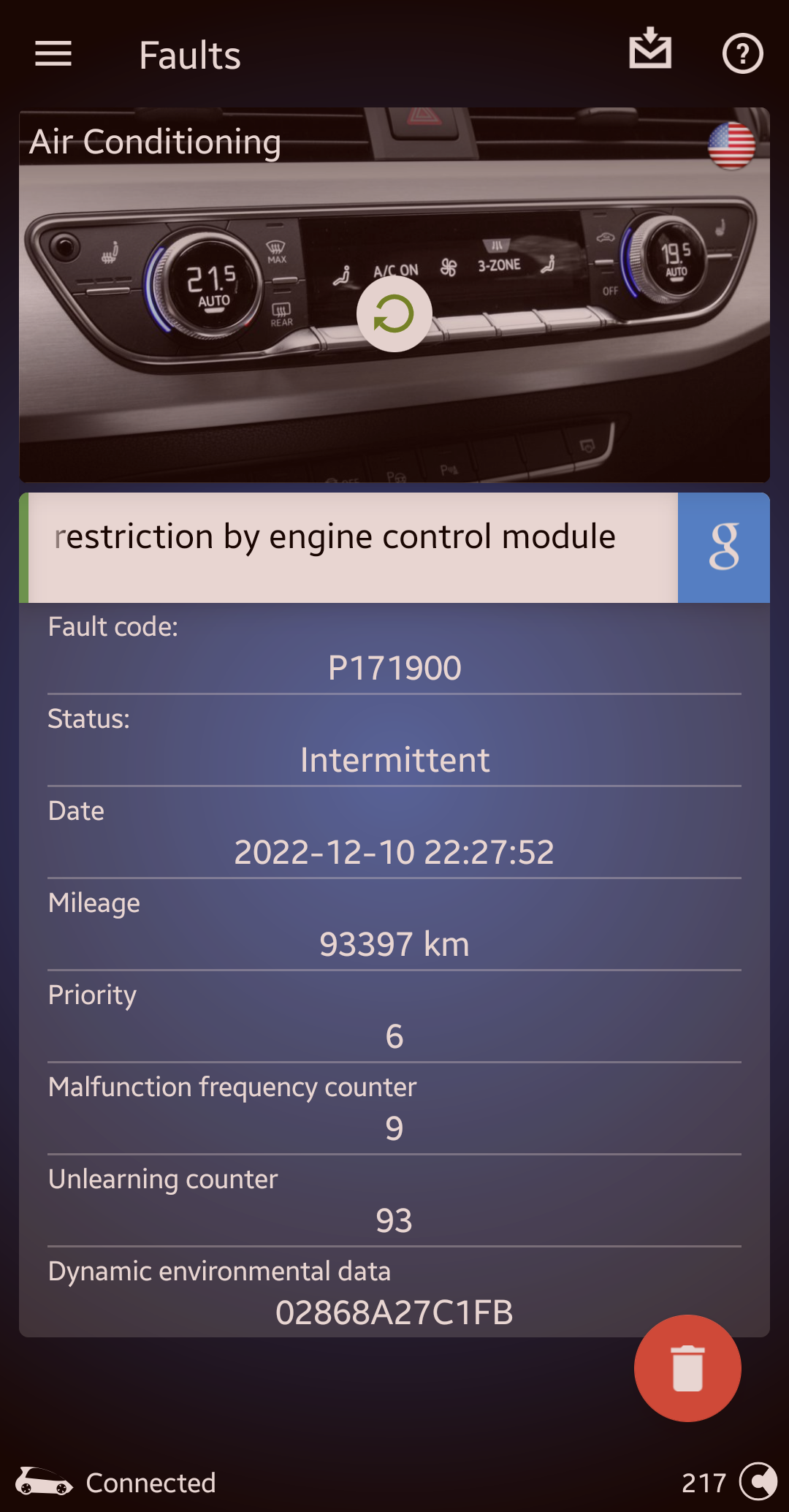 P171900 Climate Control Fault Skoda Octavia Mk III (2013 2020
