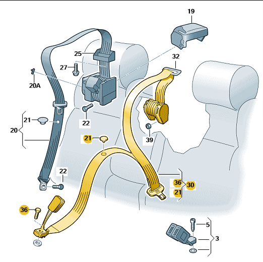 Replace Rear seat belt "socket" Skoda Superb Mk III (2015 2023