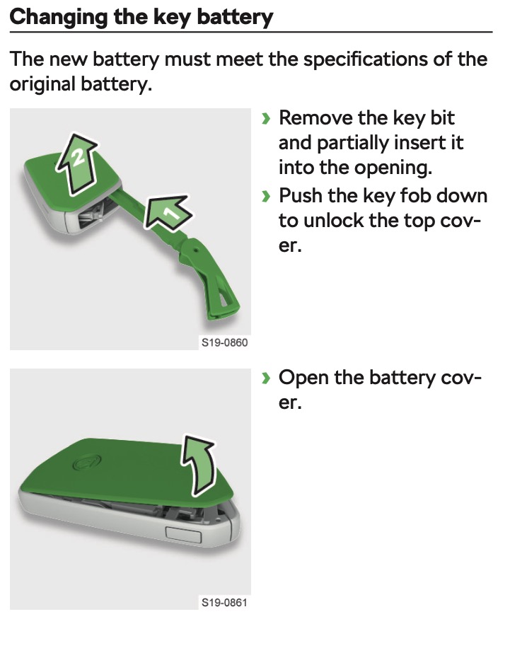 Reset change key battery alarm Skoda Octavia Mk IV (2020 > ) BRISKODA