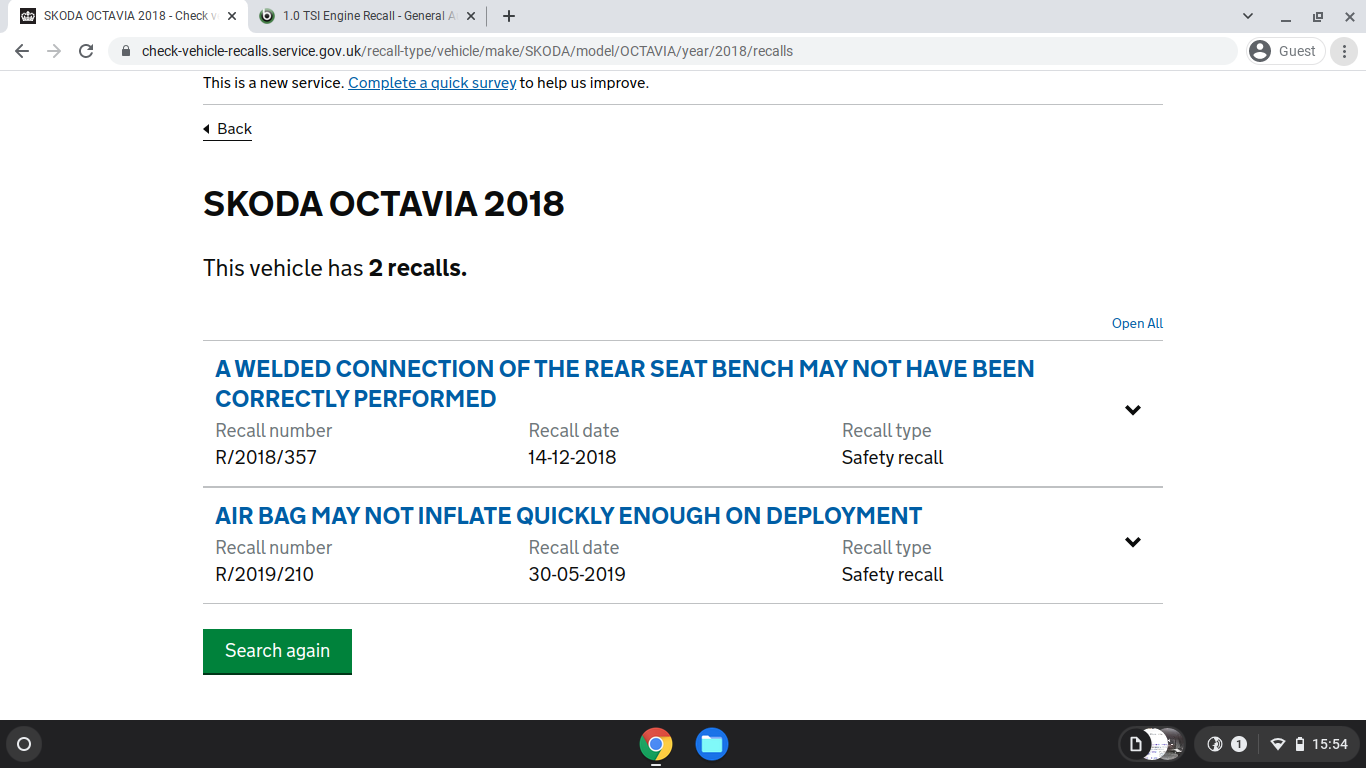 MK3 Octavia 1.0 TSI emissions Skoda Octavia Mk III (2013 2020